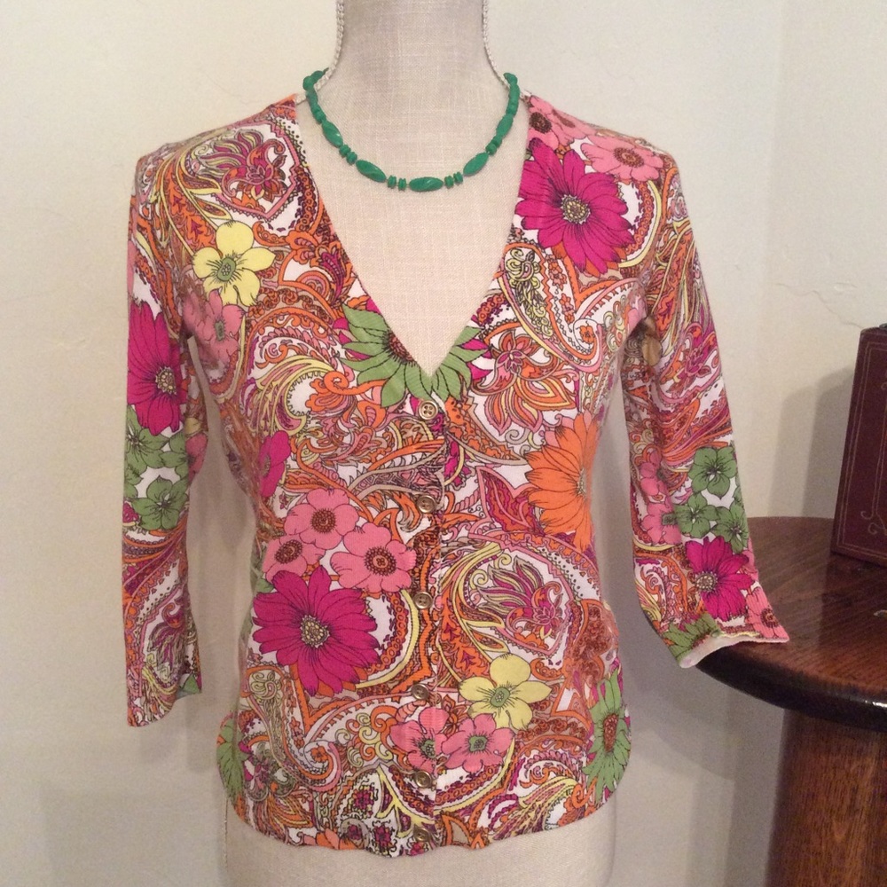🌱 Talbots Petites Women’s Floral Cardigan | Size 0
